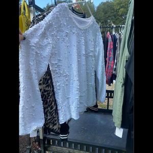 White Sequin long sleeve top. XL